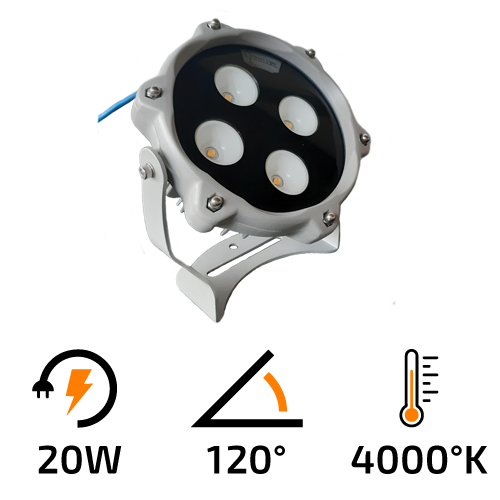 Lightbeam 20W 4 Led 60° 4000°K IP65 cod. 76.056.000